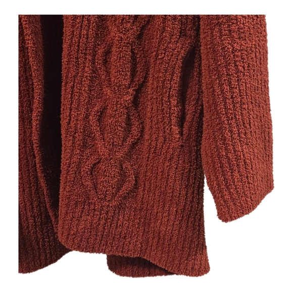 Barefoot Dreams CozyChic Cabin Cable Knit Open Front Red Cardigan Sweater 2X - Picture 4 of 8